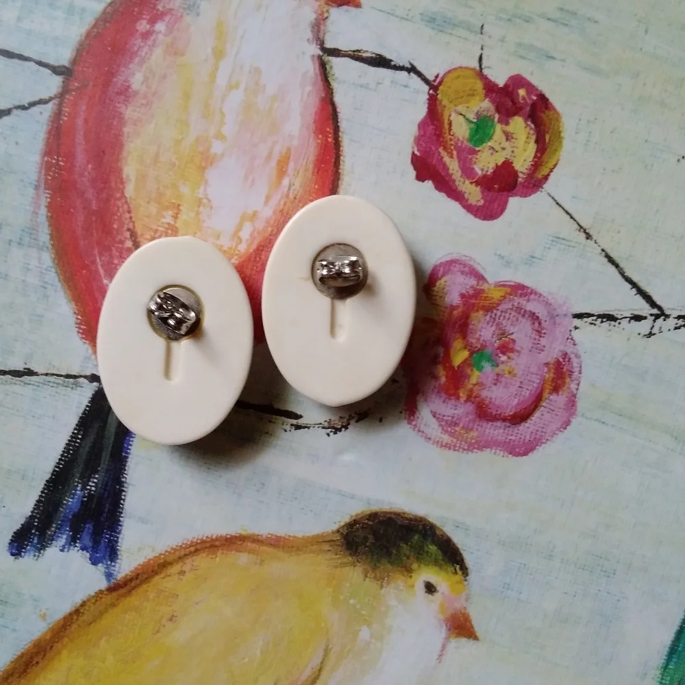 🌙Vintage 🐦 Pearlescent Bird Statement Earrings
